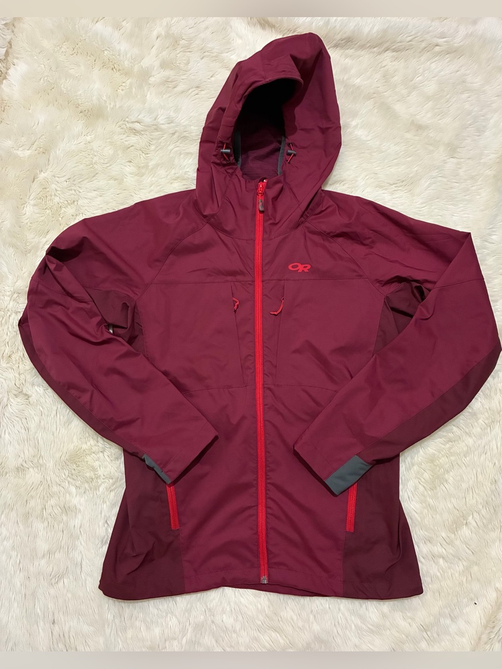 Outdoor Research San Juan Jacket, Water Resistant, Maroon / Gray, Women’s Large